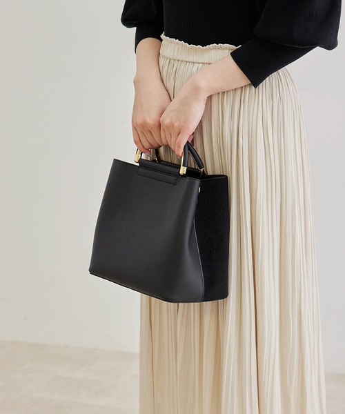 ROPE' PICNIC（ロペピクニック）の「Dメタルハンドル2層ミドルトート&ショルダーバッグ（ショルダーバッグ・レディース・ブラック/ダークブラウン/キナリ・FREE）」の20枚目の写真