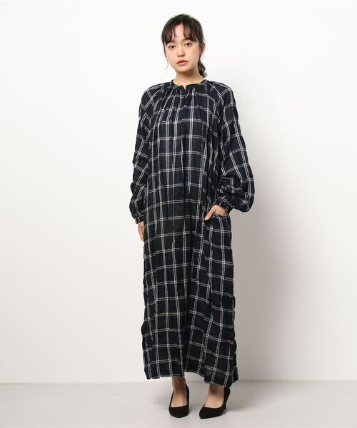 nicholson and nicholson（ニコルソンアンドニコルソン）の「【nicholson and nicholson】ギャザーシャツドレス CHECK WOMEN（ワンピース・レディース・ブルー系その他5・38）」の5枚目の写真