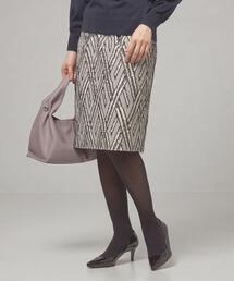 closet story | ＜closet story（クローゼットストーリー）＞ダイヤ ジャカード フリンジ タイトスカート -ウォッシャブル-(スカート)