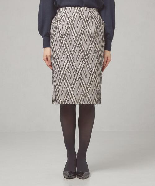 closet story(クローゼットストーリー)の「<closet story(クローゼットストーリー)>ダイヤ ジャカード フリンジ タイトスカート -ウォッシャブル-(スカート・レディース・ホワイト/ブラック・FREE)」の10枚目の写真