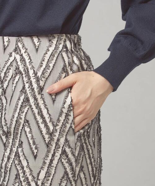 closet story(クローゼットストーリー)の「<closet story(クローゼットストーリー)>ダイヤ ジャカード フリンジ タイトスカート -ウォッシャブル-(スカート・レディース・ホワイト/ブラック・FREE)」の12枚目の写真