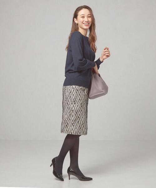 closet story(クローゼットストーリー)の「<closet story(クローゼットストーリー)>ダイヤ ジャカード フリンジ タイトスカート -ウォッシャブル-(スカート・レディース・ホワイト/ブラック・FREE)」の9枚目の写真