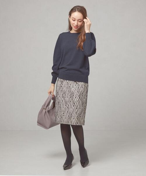 closet story(クローゼットストーリー)の「<closet story(クローゼットストーリー)>ダイヤ ジャカード フリンジ タイトスカート -ウォッシャブル-(スカート・レディース・ホワイト/ブラック・FREE)」の15枚目の写真