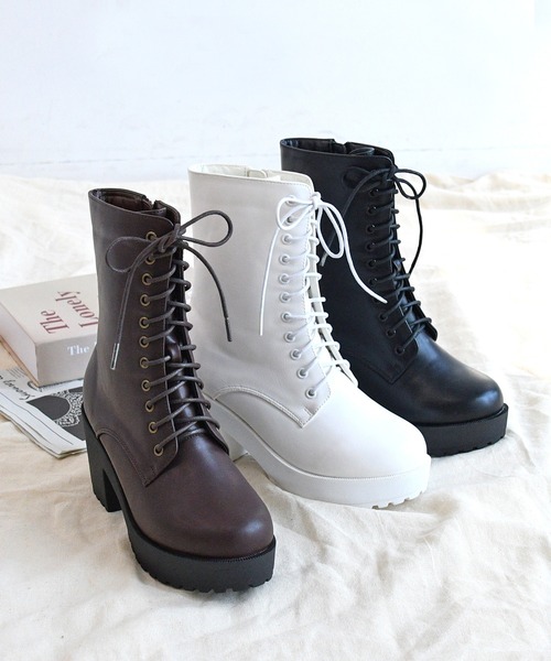NOFALL(ノーフォール)の「タンクソールレースアップミドルブーツ(ブーツ・レディース・ホワイト/ブラック/ダークブラウン・S/M/L/LL/3L/SS)」の6枚目の写真