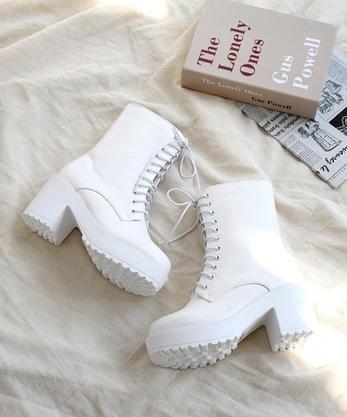 NOFALL(ノーフォール)の「タンクソールレースアップミドルブーツ(ブーツ・レディース・ホワイト/ブラック/ダークブラウン・S/M/L/LL/3L/SS)」の7枚目の写真
