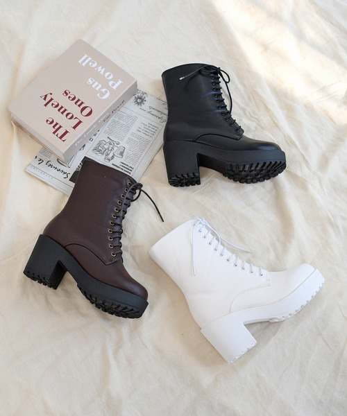 NOFALL(ノーフォール)の「タンクソールレースアップミドルブーツ(ブーツ・レディース・ホワイト/ブラック/ダークブラウン・S/M/L/LL/3L/SS)」の12枚目の写真