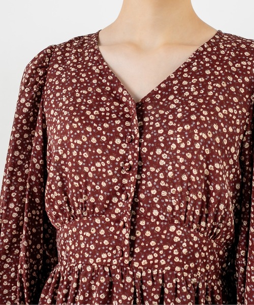 OLIVE des OLIVE（オリーブデオリーブ）の「【WEB限定】Vネックボリュームワンピース（ワンピース・レディース・ブラック/ベージュ/グリーン/ボルドー・FREE）」の6枚目の写真