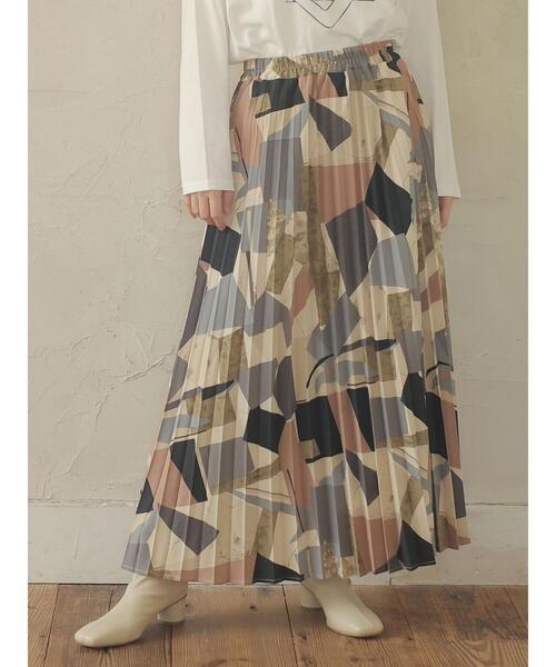 Green　Parks（グリーンパークス）の「・novem9 アートガラプリーツスカート＊（スカート・レディース・ブラック/パープル/カーキ・FREE）」の17枚目の写真