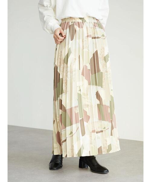 Green　Parks（グリーンパークス）の「・novem9 アートガラプリーツスカート＊（スカート・レディース・ブラック/パープル/カーキ・FREE）」の16枚目の写真