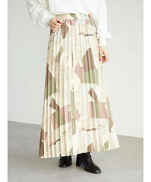 Green　Parks（グリーンパークス）の「・novem9 アートガラプリーツスカート＊（スカート・レディース・ブラック/パープル/カーキ・FREE）」の8枚目の写真