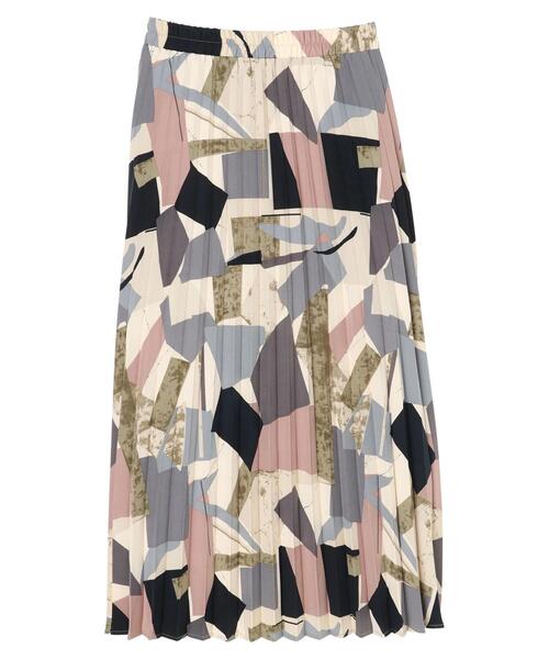 Green　Parks（グリーンパークス）の「・novem9 アートガラプリーツスカート＊（スカート・レディース・ブラック/パープル/カーキ・FREE）」の21枚目の写真