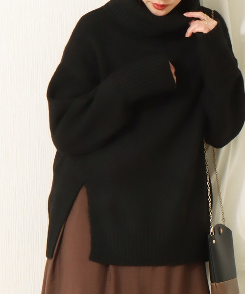 libelle more（リベル モア）の「6G 天竺前スリットニットプルオーバー（ニット/セーター・レディース・ブラック/ブラウン/オフホワイト/ピンク・M/L）」の3枚目の写真