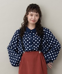 まんまる襟ドットブラウス