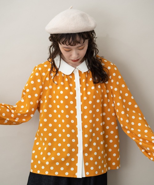 MERLOT（メルロー）の「まんまる襟ドットブラウス（シャツ/ブラウス