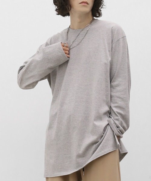 minsobi（ミンソビ）の「ルーズ無地ロンT（Tシャツ/カットソー・メンズ・ホワイト/ブラック/グレー・FREE）」の3枚目の写真