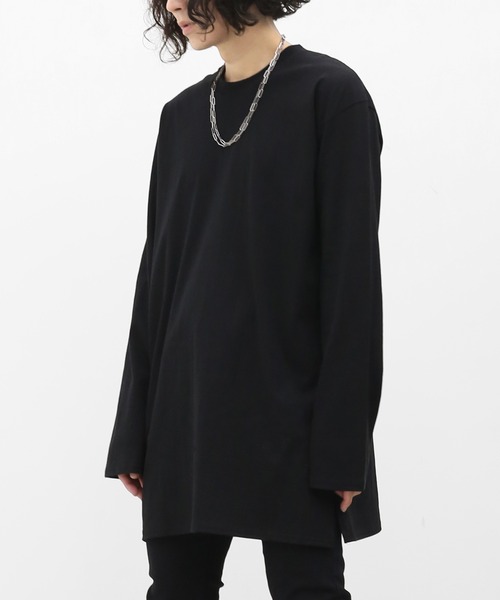 minsobi（ミンソビ）の「ルーズ無地ロンT（Tシャツ/カットソー・メンズ・ホワイト/ブラック/グレー・FREE）」の5枚目の写真