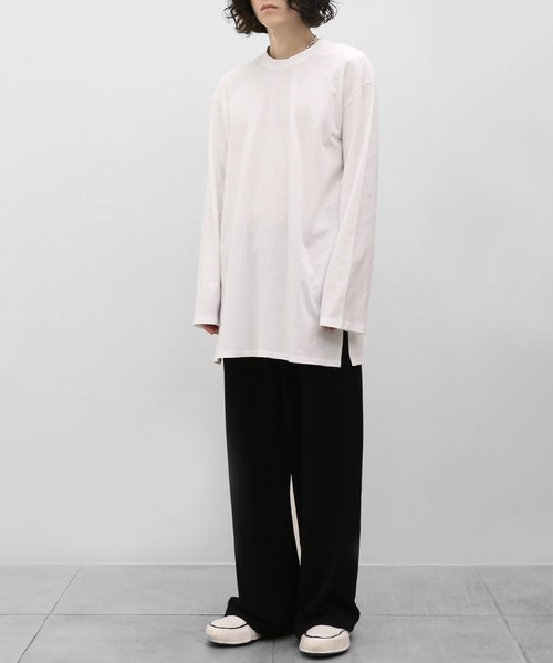 minsobi（ミンソビ）の「ルーズ無地ロンT（Tシャツ/カットソー・メンズ・ホワイト/ブラック/グレー・FREE）」の12枚目の写真