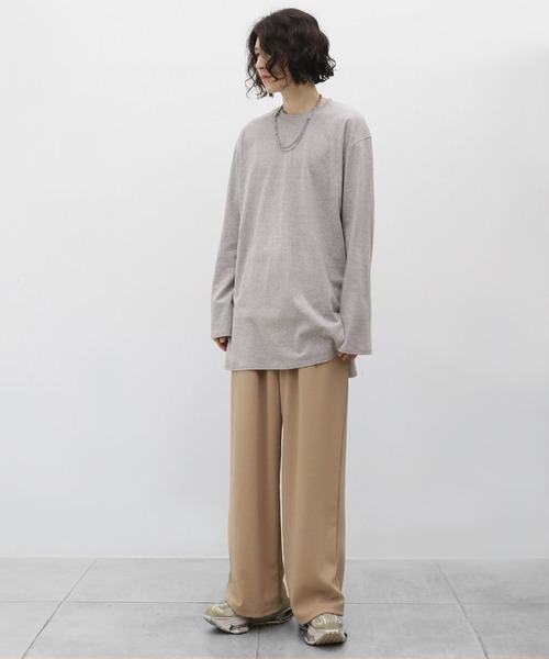minsobi（ミンソビ）の「ルーズ無地ロンT（Tシャツ/カットソー・メンズ・ホワイト/ブラック/グレー・FREE）」の6枚目の写真