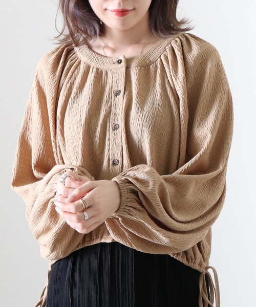 Cheek（チーク）の「ドローストリングギャザーカットソー（カーディガン/ボレロ・レディース・ブラック/ブラウン/ベージュ・MEDIUM）」の20枚目の写真