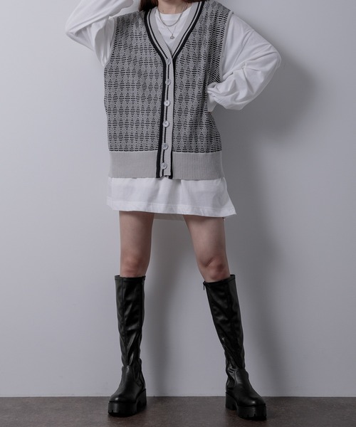 新品 prince プリンス ベスト ニット⭐︎ MASONPRINCE メゾンプリンス ゼブラ柄 ニットベスト 総柄
