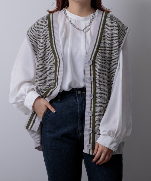 セール】ダイヤ柄ニットベスト（ベスト）｜Adoon plain