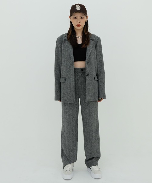 atmos pink（アトモスピンク）の「atmos pink クラシック チェックパンツ（スラックス・レディース・グレー/ブラウン・M/S）」の2枚目の写真