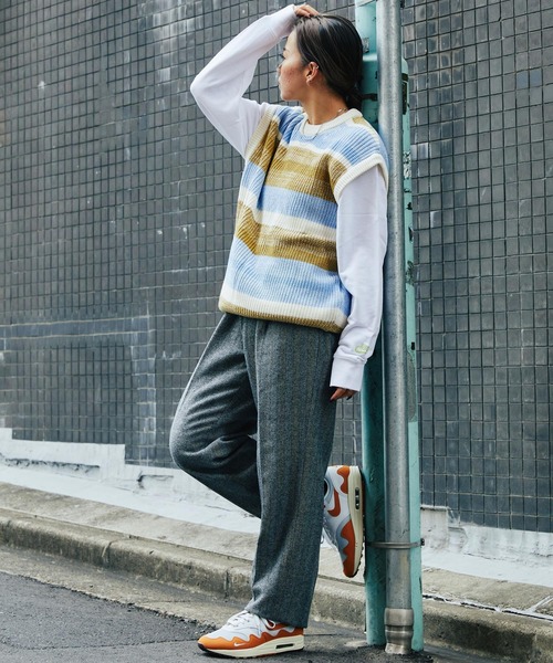 atmos pink（アトモスピンク）の「atmos pink クラシック チェックパンツ（スラックス・レディース・グレー/ブラウン・M/S）」の7枚目の写真