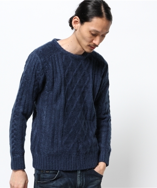 CIAOPANIC TYPY(チャオパニックティピー)の「タムヤーンシャギーケーブルクルー(ニット/セーター・メンズ・ネイビー/ブルー/ホワイト・LARGE/SMALL/MEDIUM)」の4枚目の写真