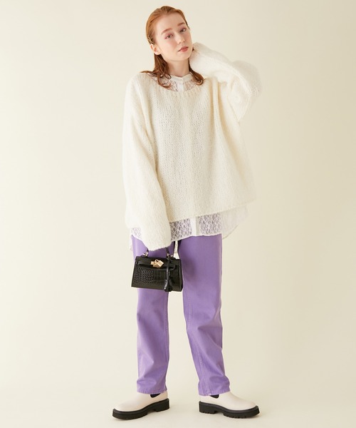 MADEMOISELLE ROPE'（マドモアゼル ロペ）の「【TRICOTS JEAN MARC/トリコ・ジャンマルク】ワイドニットプルオーバー（ニット/セーター・レディース・ホワイト/レッド/サックスブルー・FREE）」の4枚目の写真