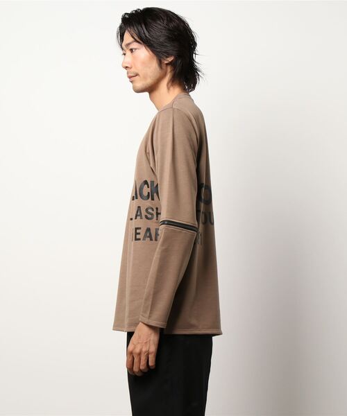 SHELLAC（シェラック）の「シェラック/SHELLAC 肘ZIP クルーネック長袖Tシャツ（Tシャツ/カットソー・メンズ・ベージュ/ブラック・LARGE/MEDIUM）」の5枚目の写真