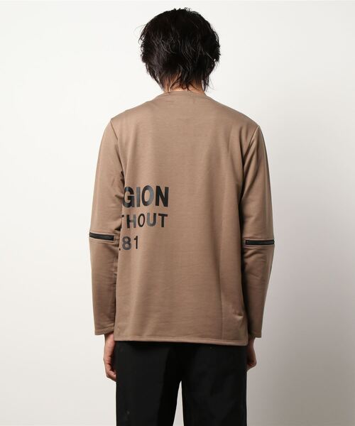 SHELLAC（シェラック）の「シェラック/SHELLAC 肘ZIP クルーネック長袖Tシャツ（Tシャツ/カットソー・メンズ・ベージュ/ブラック・LARGE/MEDIUM）」の4枚目の写真