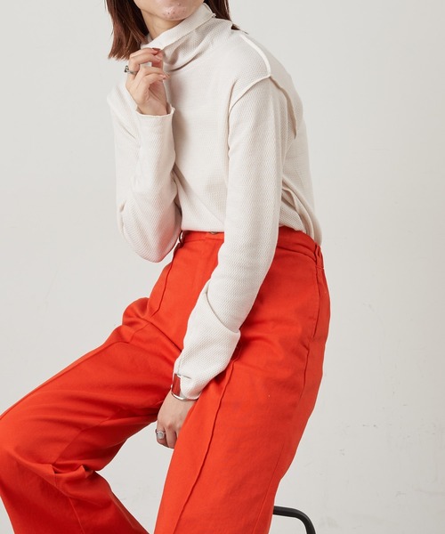 CIAOPANIC TYPY（チャオパニックティピー）の「裏起毛アーミーサーマルハイネックTee（Tシャツ/カットソー・レディース・ブラック/オレンジ/オフホワイト・ONE SIZE）」の5枚目の写真