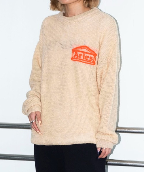 bonjour records（ボンジュールレコーズ）の「【ARIES】Waffle Knit Jumper（ニット/セーター・メンズ・ベージュ/グリーン・MEDIUM/LARGE）」の13枚目の写真