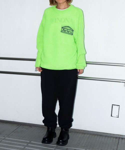 bonjour records（ボンジュールレコーズ）の「【ARIES】Waffle Knit Jumper（ニット/セーター・メンズ・ベージュ/グリーン・MEDIUM/LARGE）」の20枚目の写真