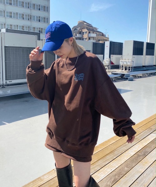 WHO'S WHO gallery（フーズフーギャラリー）の「【SLOPPY/スロッピー】裏毛クルースウェット（スウェット・レディース・ブラウン/ブラック/オートミール/グリーン/サックスブルー・FREE）」の6枚目の写真