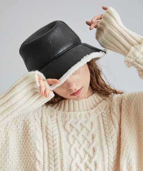 La Maison de Lyllis(メゾンドリリス)の「【La Maison de Lyllis(ラメゾンドリリス)】ポットムートン 2213021(ハット・レディース・ブラウン/ブラック/アイボリー・FREE)」の3枚目の写真