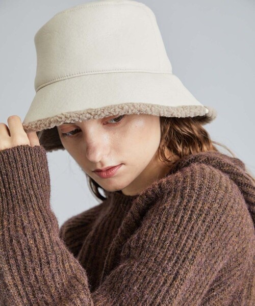 La Maison de Lyllis(メゾンドリリス)の「【La Maison de Lyllis(ラメゾンドリリス)】ポットムートン 2213021(ハット・レディース・ブラウン/ブラック/アイボリー・FREE)」の4枚目の写真