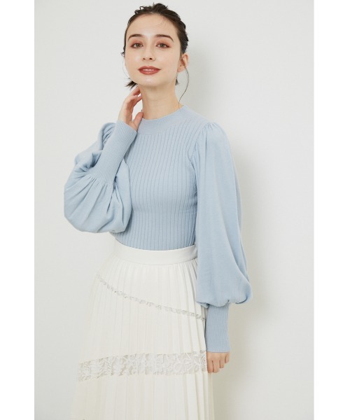 rienda（リエンダ）の「ラウンドスリーブニットトップス（ニット/セーター・レディース・ライトブルー/ブラック/ブラウン/ライトベージュ・FREE）」の4枚目の写真