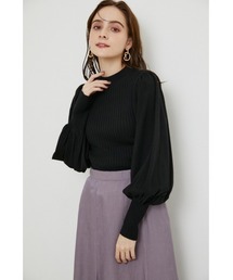 rienda | ラウンドスリーブニットトップス(ニット/セーター)