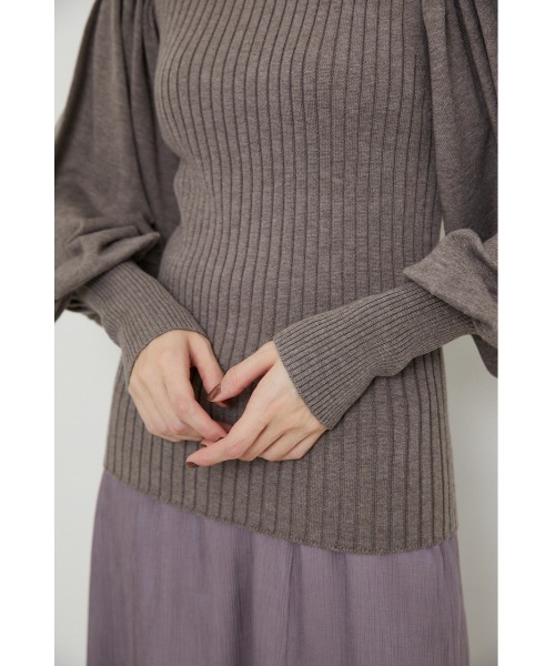 rienda（リエンダ）の「ラウンドスリーブニットトップス（ニット/セーター・レディース・ライトブルー/ブラック/ブラウン/ライトベージュ・FREE）」の5枚目の写真