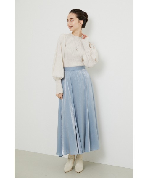 rienda（リエンダ）の「ラウンドスリーブニットトップス（ニット/セーター・レディース・ライトブルー/ブラック/ブラウン/ライトベージュ・FREE）」の6枚目の写真