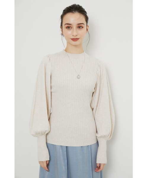 rienda（リエンダ）の「ラウンドスリーブニットトップス（ニット/セーター・レディース・ライトブルー/ブラック/ブラウン/ライトベージュ・FREE）」の7枚目の写真