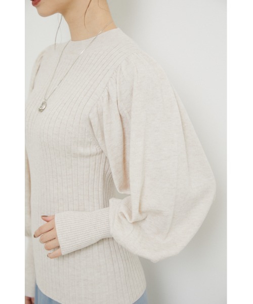 rienda（リエンダ）の「ラウンドスリーブニットトップス（ニット/セーター・レディース・ライトブルー/ブラック/ブラウン/ライトベージュ・FREE）」の12枚目の写真