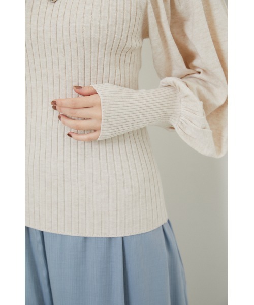 rienda（リエンダ）の「ラウンドスリーブニットトップス（ニット/セーター・レディース・ライトブルー/ブラック/ブラウン/ライトベージュ・FREE）」の13枚目の写真