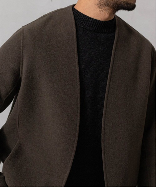 【新品同様】EDIFICE ジップアップブルゾン カーキ Mサイズ カーフL レザーショートブルゾン（ライダースジャケット）｜417