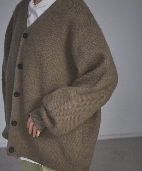 NOMINE（ノミネ）の「モヘアライク シャギーオーバーサイズ カーディガン（カーディガン/ボレロ・レディース・レッド/グリーン/モカ・フリー）」の19枚目の写真