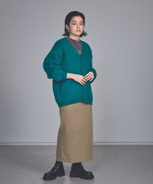 NOMINE（ノミネ）の「モヘアライク シャギーオーバーサイズ カーディガン（カーディガン/ボレロ・レディース・レッド/グリーン/モカ・フリー）」の14枚目の写真