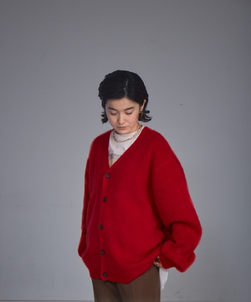 NOMINE（ノミネ）の「モヘアライク シャギーオーバーサイズ カーディガン（カーディガン/ボレロ・レディース・レッド/グリーン/モカ・フリー）」の3枚目の写真