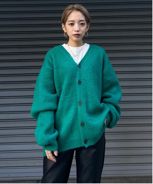 NOMINE（ノミネ）の「モヘアライク シャギーオーバーサイズ カーディガン（カーディガン/ボレロ・レディース・レッド/グリーン/モカ・フリー）」の6枚目の写真