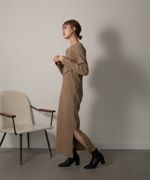 Amiur（エミレ）の「rib knit lady like ops（ワンピース・レディース・アイボリー/ベージュ/ブラウン・FREE）」の21枚目の写真